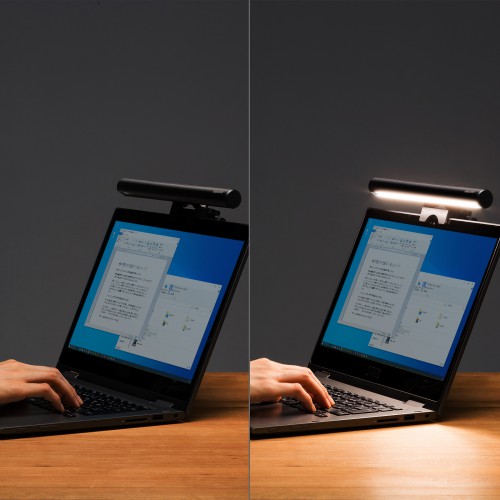 ノートPC用LEDライト（クリップ式LEDライト・色温度5段階・明るさ無段階・USB給電・オンライン会議・ブラック）