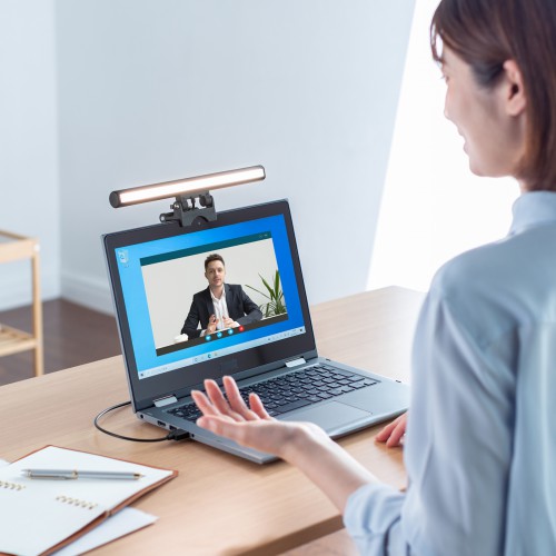 ノートPC用LEDライト（クリップ式LEDライト・色温度5段階・明るさ無段階・USB給電・オンライン会議・ブラック）