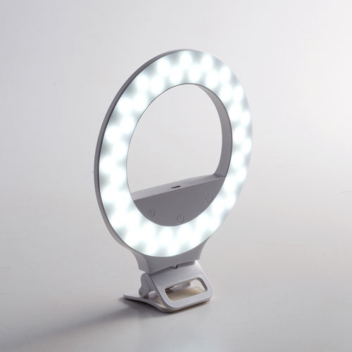 LEDリングライト（クリップタイプ・角度調整・自撮り・スマホ/タブレット取付・色調整・USB充電式・テレビ会議・Zoom・Youtube・TikTok・Skype）