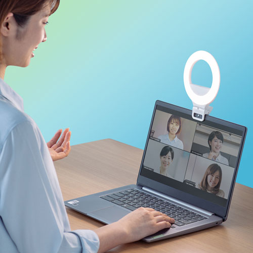 LEDリングライト（クリップタイプ・角度調整・自撮り・スマホ/タブレット取付・色調整・USB充電式・テレビ会議・Zoom・Youtube・TikTok・Skype）