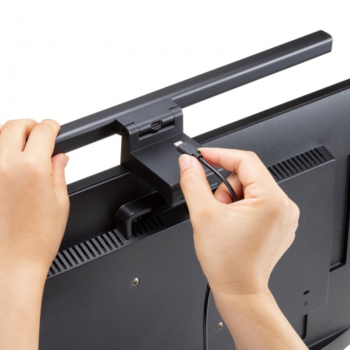 デスクライト（USBライト・モニターライト・バーライト・センサー搭載・最大190ルーメン・色温度調整・明るさ無段階・幅45cm・ブラック）