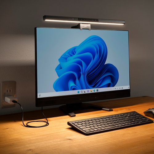 デスクライト（USBライト・モニターライト・バーライト・センサー搭載・最大190ルーメン・色温度調整・明るさ無段階・幅45cm・ブラック）