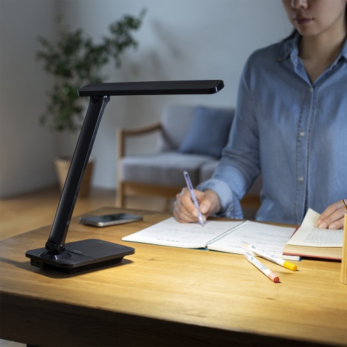 デスクライト（LEDデスクライト・コードレス・充電式・調光・1200ルクス・USBポート搭載・おすすめ・おしゃれ・目に優しい・ブラック） LED-DESK1BK サンワサプライ