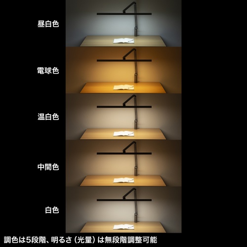 デスクライト（LEDデスクライト・クランプ・ライトスタンド・コンセント・900ルーメン・調光・3関節・おすすめ・おしゃれ・目に優しい・ガンメタリック） LED-DESK2GM サンワサプライ