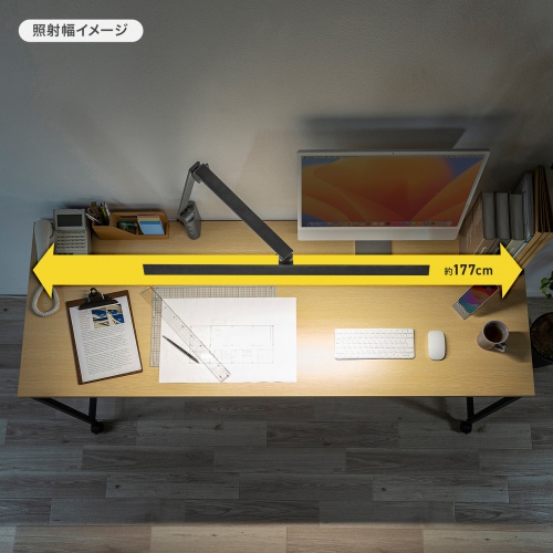 デスクライト（LEDデスクライト・クランプ・ライトスタンド・コンセント・900ルーメン・調光・3関節・おすすめ・おしゃれ・目に優しい・ガンメタリック） LED-DESK2GM サンワサプライ