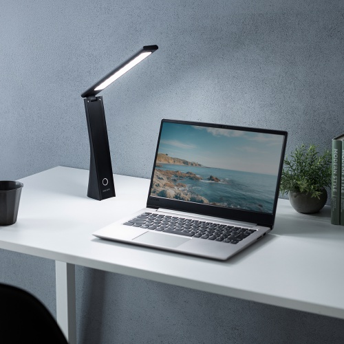 LEDデスクライト（充電式・コードレス・USB Type-C・折りたたみ・コンパクト・無段階調光・3段階調色・目に優しい・卓上ライト・角度調節・読書灯・学習机・テレワーク・ベッドサイド・ブラック）