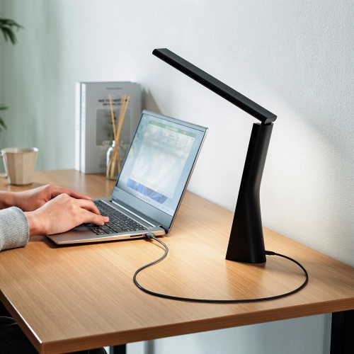 LEDデスクライト（充電式・コードレス・USB Type-C・折りたたみ・コンパクト・無段階調光・3段階調色・目に優しい・卓上ライト・角度調節・読書灯・学習机・テレワーク・ベッドサイド・ブラック）