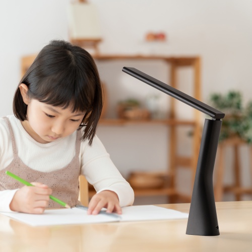 LEDデスクライト（充電式・コードレス・USB Type-C・折りたたみ・コンパクト・無段階調光・3段階調色・目に優しい・卓上ライト・角度調節・読書灯・学習机・テレワーク・ベッドサイド・ブラック）
