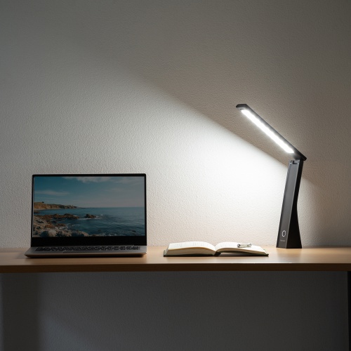 LEDデスクライト（充電式・コードレス・USB Type-C・折りたたみ・コンパクト・無段階調光・3段階調色・目に優しい・卓上ライト・角度調節・読書灯・学習机・テレワーク・ベッドサイド・ブラック）