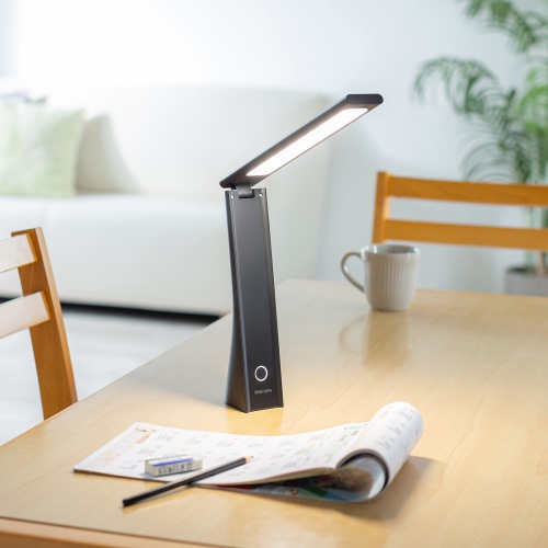 LEDデスクライト（充電式・コードレス・USB Type-C・折りたたみ・コンパクト・無段階調光・3段階調色・目に優しい・卓上ライト・角度調節・読書灯・学習机・テレワーク・ベッドサイド・ブラック）