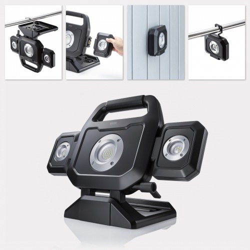 作業灯（LED投光器・ワークライト・充電式・3000ルーメン・高輝度・マグネット・フック対応・折りたたみ・工場・現場・防災）