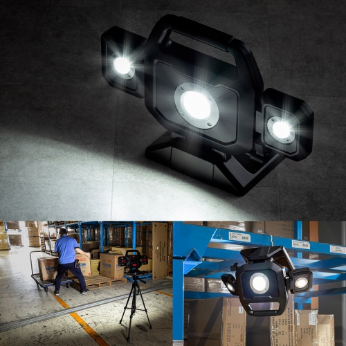 作業灯（LED投光器・ワークライト・充電式・3000ルーメン・高輝度・マグネット・フック対応・折りたたみ・工場・現場・防災）