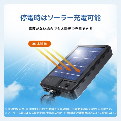 LED投光器（充電式・屋外・三脚付・USB充電・ソーラー充電対応・3000ルーメン・LED着脱可能）