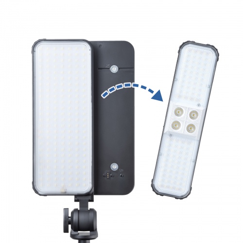 LED投光器（充電式・屋外・三脚付・USB充電・ソーラー充電対応・3000ルーメン・LED着脱可能）