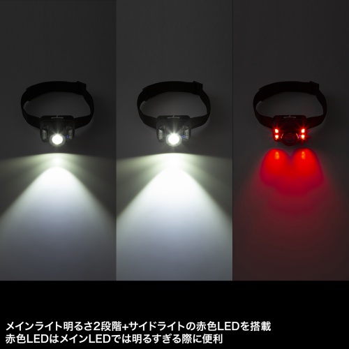 LEDヘッドライト（LEDライト・モーションセンサー機能・充電式・乾電池・最大260ルーメン・IPX4）