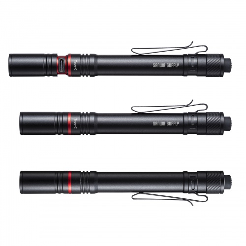 LEDペン型ライト（充電式・USBType-C充電・乾電池対応・照射切替可能・ロングタイプ）