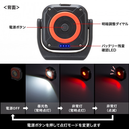 LEDライト（充電式・作業灯・マグネット・スタンド設置・防水IPX6・1300ルーメン・無段階調光・角度調整可能）