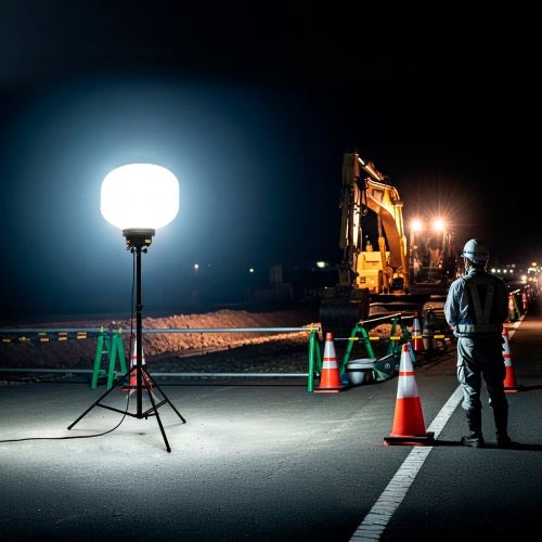 LEDバルーンライト（消費電力240W・38400lm・高さ調整可能・屋外対応・工事現場・カバー2種類・ケーブル長5m）