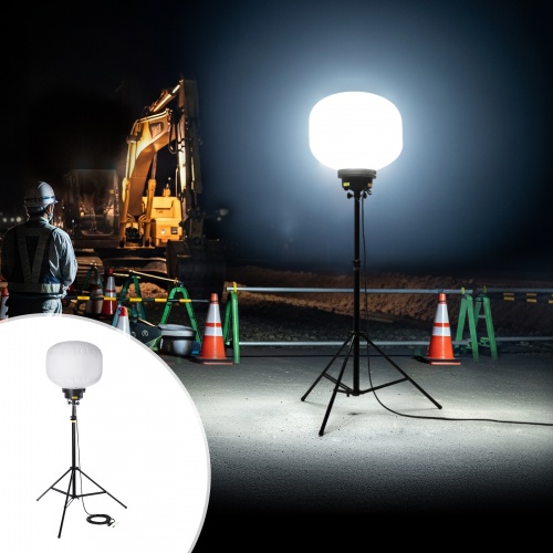 LEDバルーンライト（消費電力240W・38400lm・高さ調整可能・屋外対応・工事現場・カバー2種類・ケーブル長5m）