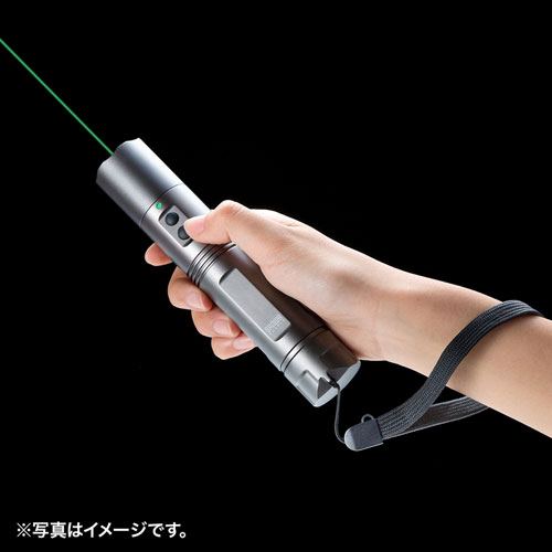 レーザーポインター(グリーンレーザー・防塵・防滴・電池・LED・物流・工事現場・高輝度) LP-GL1012LED サンワサプライ
