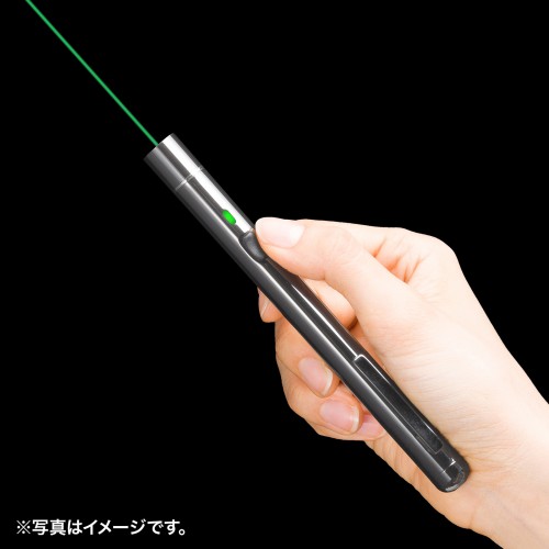 レーザーポインター（グリーンレーザー・照射径可変・連続照射50時間・ペン型・クリップ付き・持ち運び・クラス2）LP-GL1019BK サンワサプライ