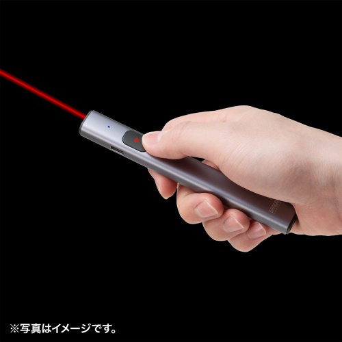 レーザーポインター（赤・USB充電式 PSC認証・レッドレーザー・Type-C・ストラップホール・スリム・グレー）