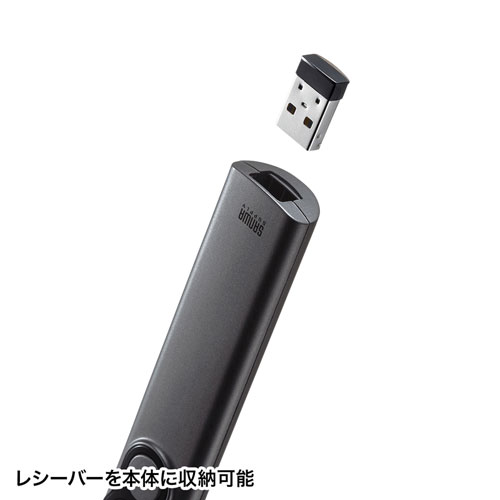 レーザーポインター（レッドレーザー・ワイヤレス・3ボタン搭載・ドライバ不要・会議・プレゼン・発表） LP-RF115GM サンワサプライ