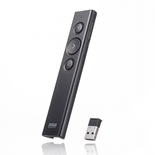 レーザーポインター（パワーポインター・ワイヤレスプレゼンター・2.4GHz・ワイヤレス・レッドレーザー・PSC認証・ USB充電式・コンパクト） LP-RF116BK サンワサプライ