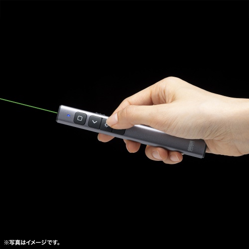レーザーポインター（緑・USB充電式・パワーポイント操作・ページ送り・プレゼンター・グリーンレーザー・Type-C・PSC認証・アルミボディ・グレー）