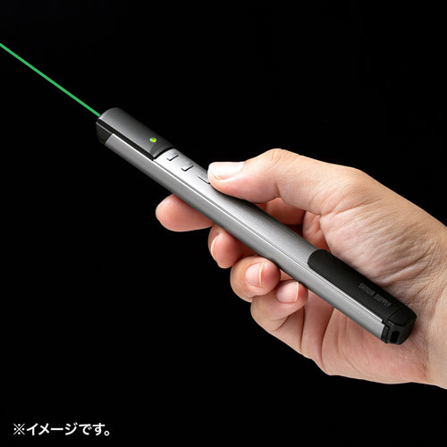 パワーポインター （グリーンレーザー・ワイヤレス・Bluetooth・70時間連続照射・長寿命・エメラルドグリーン・ポーチ付き） LP-RFG112S サンワサプライ