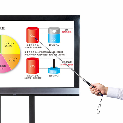 指示棒（伸縮自在・242～1210㎜・ストラップつき・ブラック）