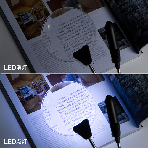 スタンドルーペ(拡大鏡・レンズ径10cm・LEDライト付き・2倍・4倍)