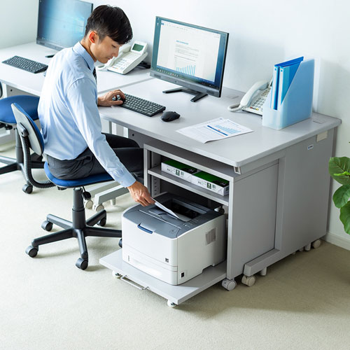 プリンター台（プリンタースタンド・ラック・高耐荷重・デスク下・キャスター・アジャスターつき・W600×D620）