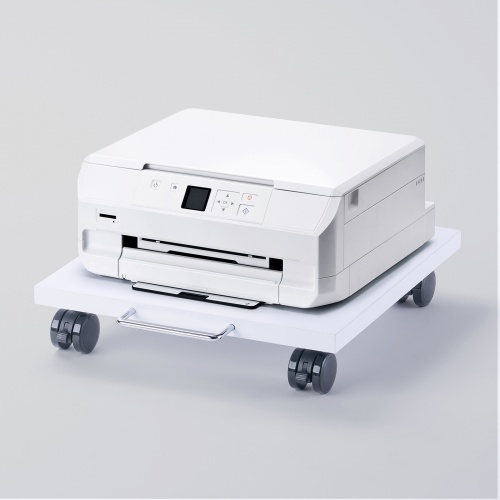 プリンタ台（ロータイプ・床置き・キャスター付き・幅40cm×奥行き40cm・ホワイト）