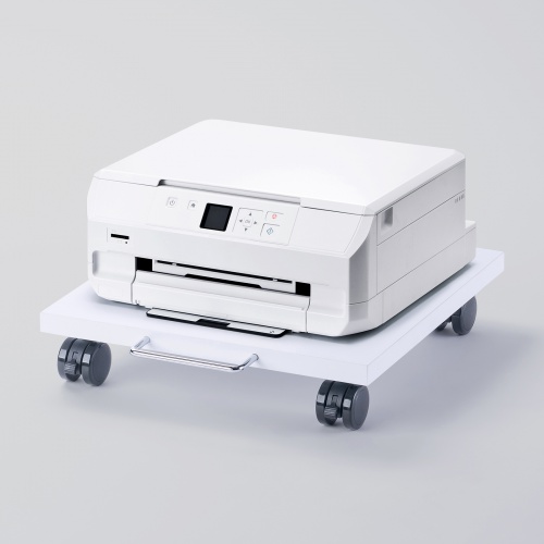 プリンタ台（ロータイプ・床置き・キャスター付き・幅40cm×奥行き40cm・ホワイト）