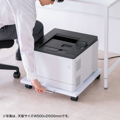 プリンタ台（ロータイプ・床置き・キャスター付き・幅40cm×奥行き40cm・ホワイト）