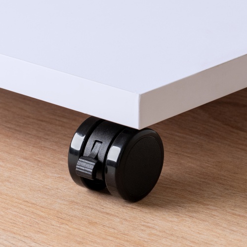 プリンタ台（ロータイプ・床置き・キャスター付き・幅40cm×奥行き40cm・ホワイト）