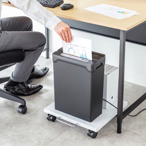 プリンタ台（ロータイプ・床置き・キャスター付き・幅40cm×奥行き40cm・ホワイト）