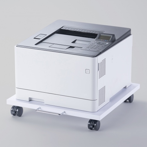 プリンタ台（ロータイプ・床置き・キャスター付き・幅50cm×奥行き50cm・ホワイト）