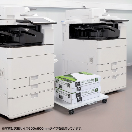 プリンタ台（ロータイプ・床置き・キャスター付き・幅50cm×奥行き50cm・ホワイト）