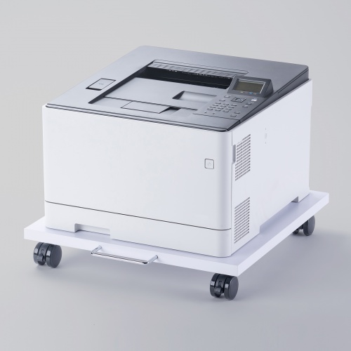 プリンタ台（ロータイプ・床置き・キャスター付き・幅50cm×奥行き50cm・ホワイト）