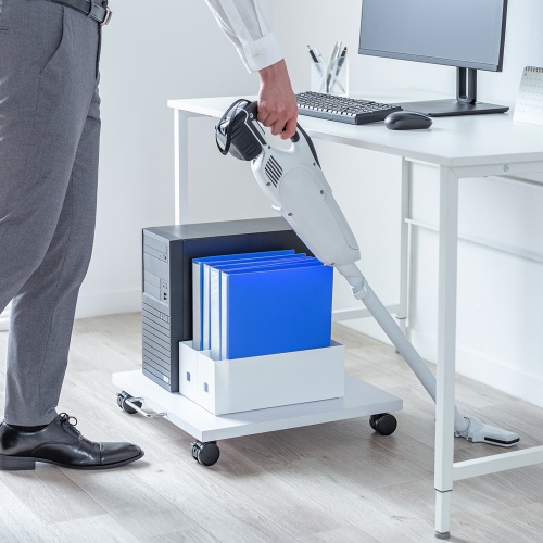 プリンタ台（ロータイプ・床置き・キャスター付き・幅50cm×奥行き50cm・ホワイト）