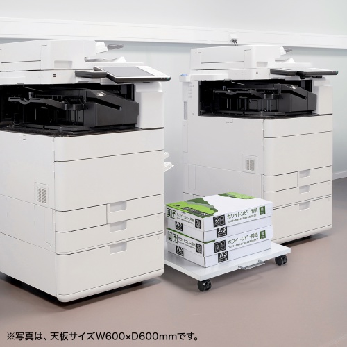 プリンタ台（ロータイプ・床置き・キャスター付き・幅50cm×奥行き50cm・ホワイト）