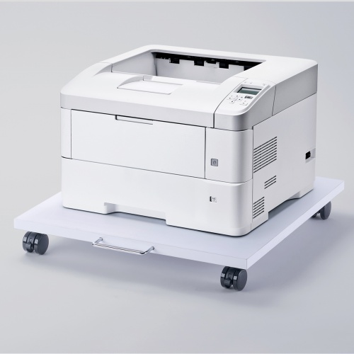 プリンタ台（ロータイプ・床置き・キャスター付き・幅60cm×奥行き60cm・ホワイト）