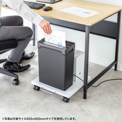 プリンタ台（ロータイプ・床置き・キャスター付き・幅60cm×奥行き60cm・ホワイト）