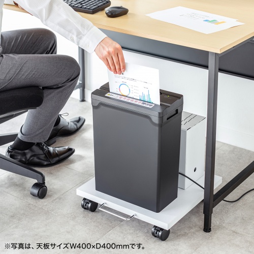 プリンタ台（ロータイプ・床置き・キャスター付き・幅60cm×奥行き60cm・ホワイト）