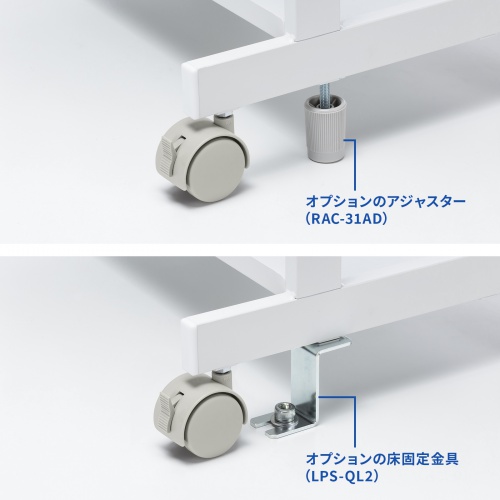 ドットプリンタスタンド（ドットプリンター用プリンター台・連続用紙送対応・キャスター付き・幅62cm×奥行き42cm×高さ70cm・ホワイト）