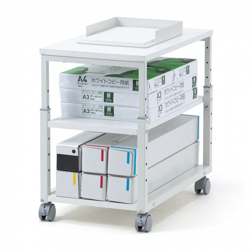 サイドラック（コピー用紙・棚・ラック・複合機向け・キャスター付き・収納・棚付き・幅35cm×奥行60cm×高さ45～60cm）