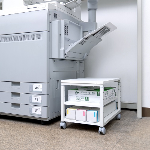 サイドラック（コピー用紙・棚・ラック・複合機向け・キャスター付き・収納・棚付き・幅35cm×奥行60cm×高さ45～60cm）