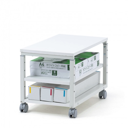 サイドラック（コピー用紙・棚・ラック・複合機向け・キャスター付き・収納・棚付き・幅35cm×奥行60cm×高さ45～60cm）